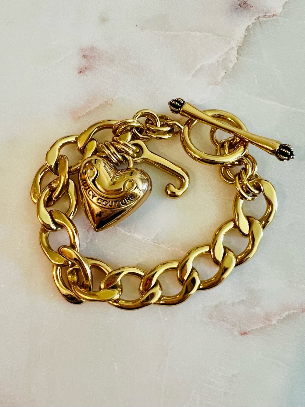 Juicy Couture Puffed Heart & "J" Starter Charm Bracelet. Vintage.
